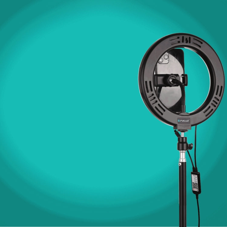 PULUZ  7.9英寸20cm RGBW補光燈PU503B +1.1m三腳架PU419 調光 RGBW LED弧面環形攝影燈自拍補光燈套裝, 帶手機夾