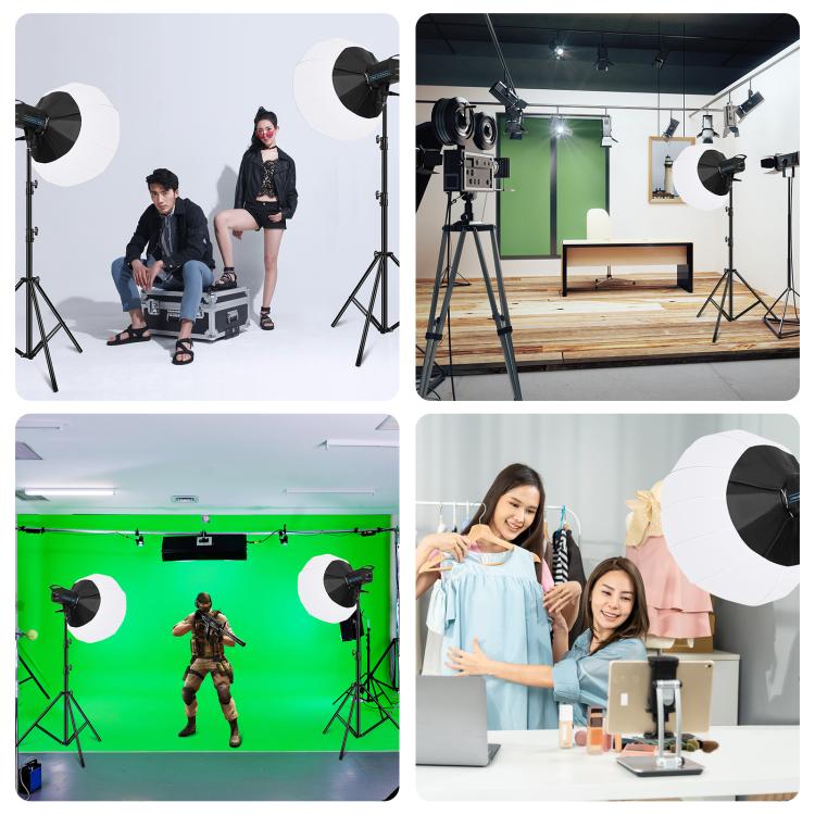PULUZ 220V 120W Studio Video Light + 2.8m Light Holder + 65cm Foldable Lantern Softbox Photography Kit