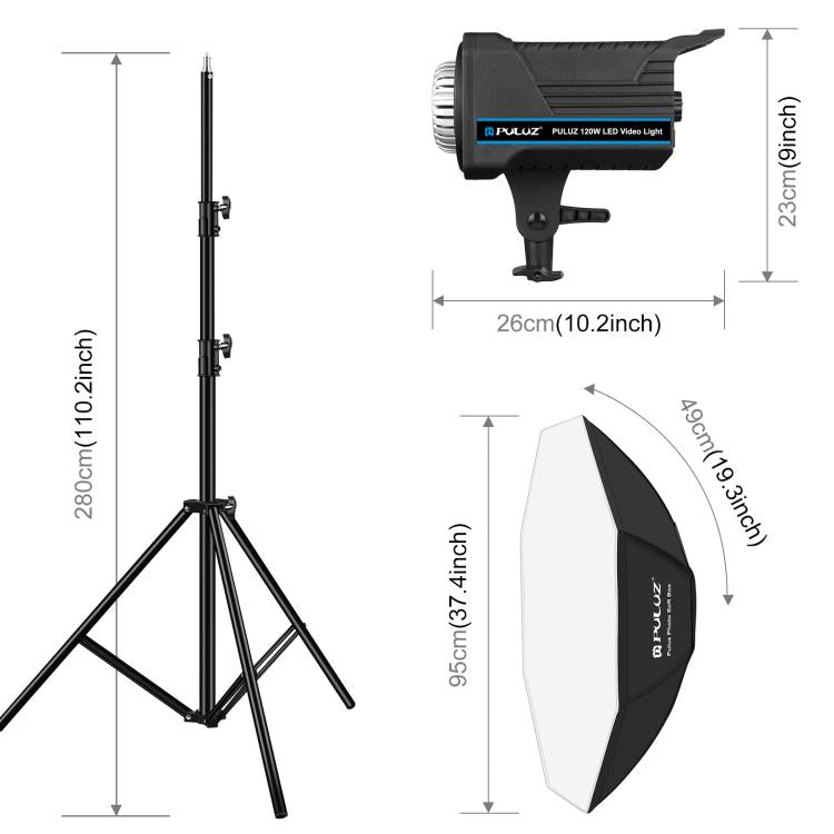 PULUZ 120W Photo Studio Strobe Flash Light Kit with Softbox Reflector & Tripod