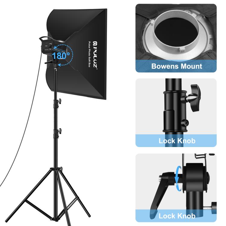 PULUZ 120W Photo Studio Strobe Flash Light Kit with Softbox Reflector & Tripod