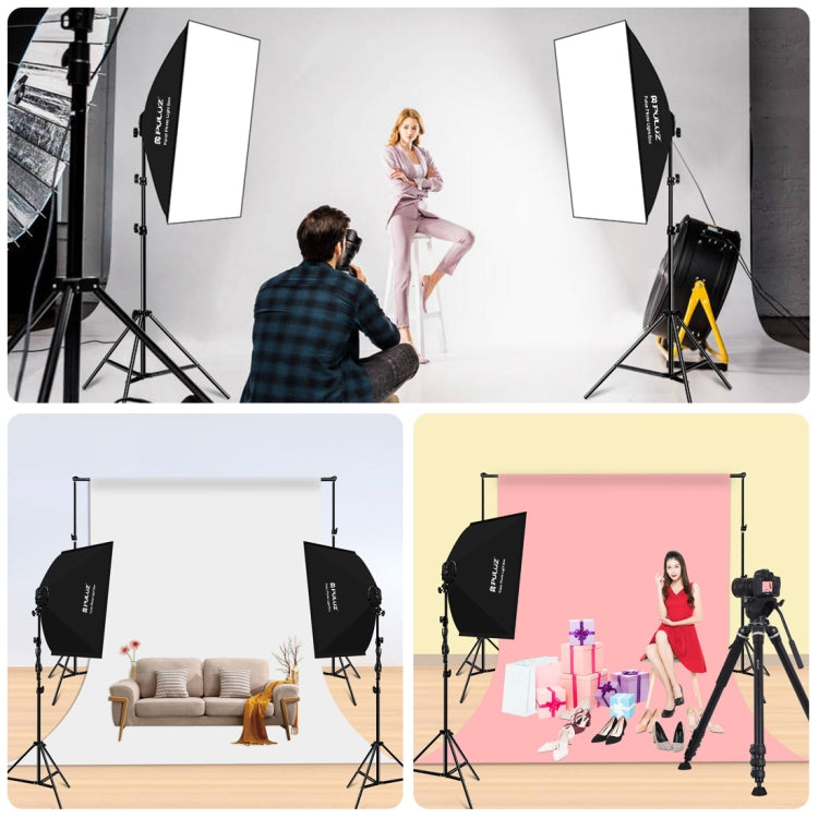 PULUZ Softbox Lighting Kit 2 PCS 50x70cm Professional Photo Studio Photography Light Equipment with 8 x E27 20W E27 Socket Bulb Photography Lighting Kit for Filming Portrait Shooting / Fashion Advertising Photography
