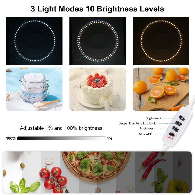 PULUZ  PU5030+PU5131 組合套裝 30cm 簡易摺疊攝影棚 環形LED燈拍攝台 帶無影燈