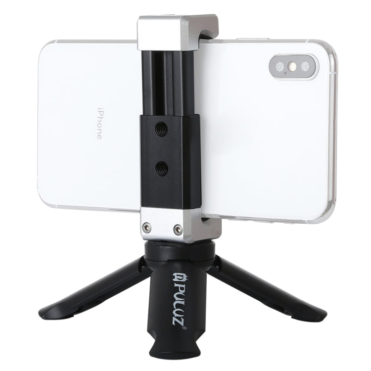 PULUZ PU370+PU372 塑料摺疊三腳架+鋁合金屬手機夾帶熱靴