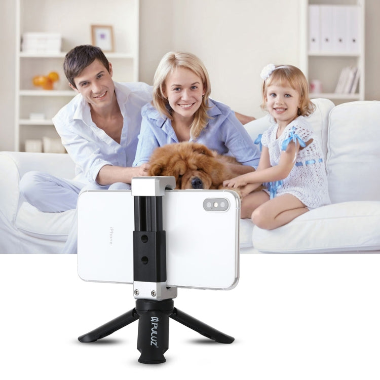PULUZ PU370+PU372 塑料摺疊三腳架+鋁合金屬手機夾帶熱靴