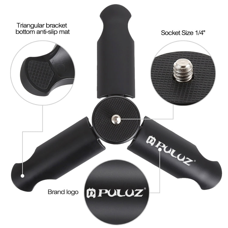 PULUZ PU370+PU372 塑料摺疊三腳架+鋁合金屬手機夾帶熱靴