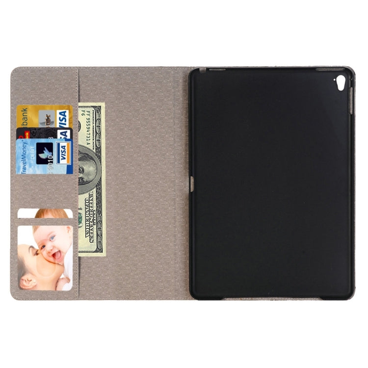 適用於iPad Pro 9.7英寸  十字紋配皮左右開皮套 帶支架&卡槽&錢包