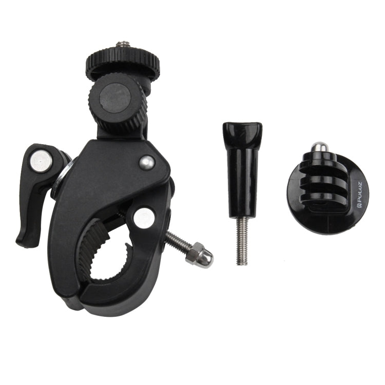 PULUZ Motorcycle Bicycle Handlebar Holder with Tripod Mount & Screw for GoPro, Insta360, DJI and Other Action Cameras