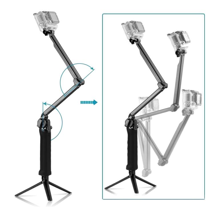 PULUZ 多功能 三腳架自拍桿 Length: 20-58cm 適用於GoPro, Insta360 ONE R, DJI Osmo Action和其他運動相機