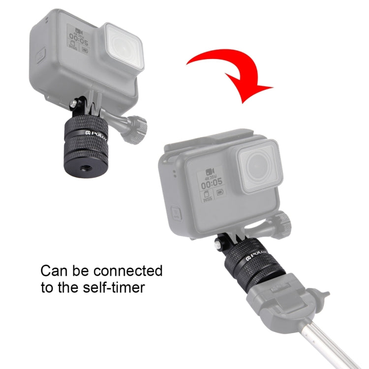 PULUZ 1/4 Inch Screw Hole Tripod Mount CNC Adapter for GoPro, Insta360, DJI and Other Action Cameras