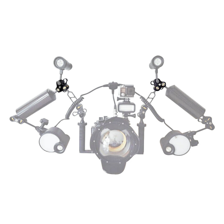 PULUZ  潜水攝影蝴蝶夾CNC金屬補光燈球頭夾 三孔 閉口