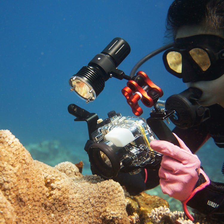 PULUZ  潜水攝影蝴蝶夾CNC金屬補光燈球頭夾 兩孔 開口