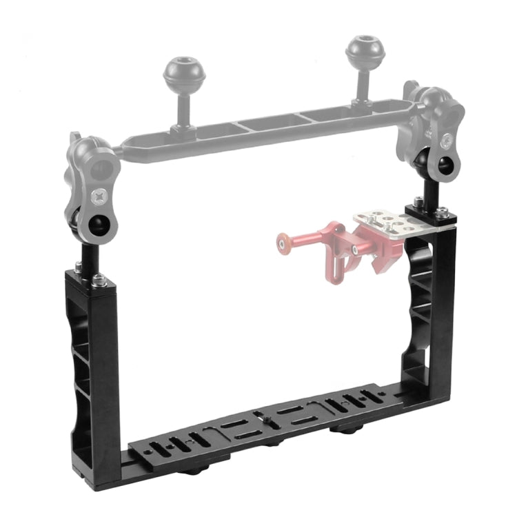 PULUZ 全鋁合金CNC潜水雙手持補光燈臂握把攝影/運動相機潜水殼支架 升級版