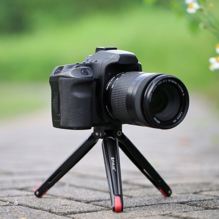 PULUZ 金屬迷你三腳架自拍桿底座 1/4-3/8轉接螺絲 高度調節: 4.5-15cm 承重20kg