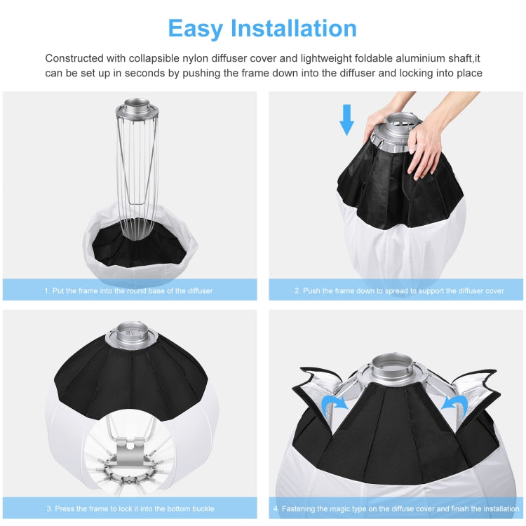 PULUZ 65cm球形柔光罩柔光球柔光箱燈籠便攜直播攝影燈器材