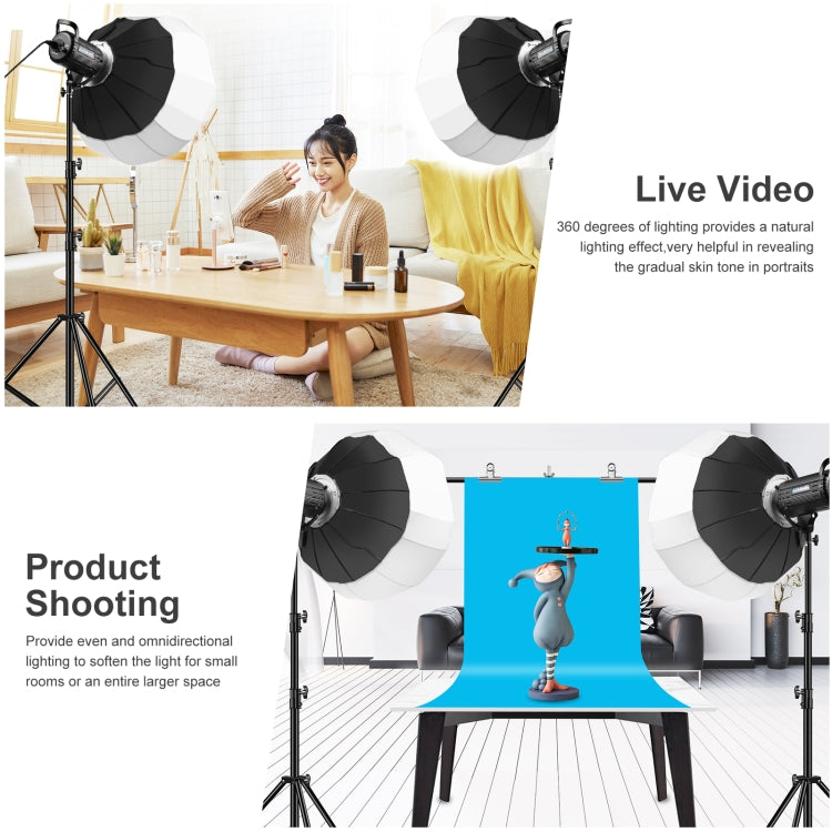 PULUZ 65cm球形柔光罩柔光球柔光箱燈籠便攜直播攝影燈器材