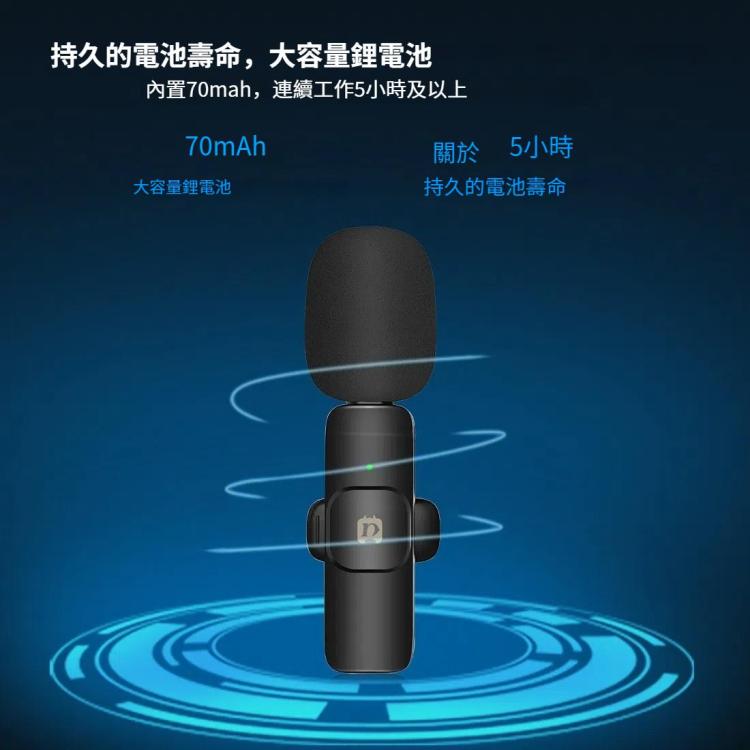 PULUZ 領夾式降噪混響無線麥克風 8 pin接收器  支持手機充電功能