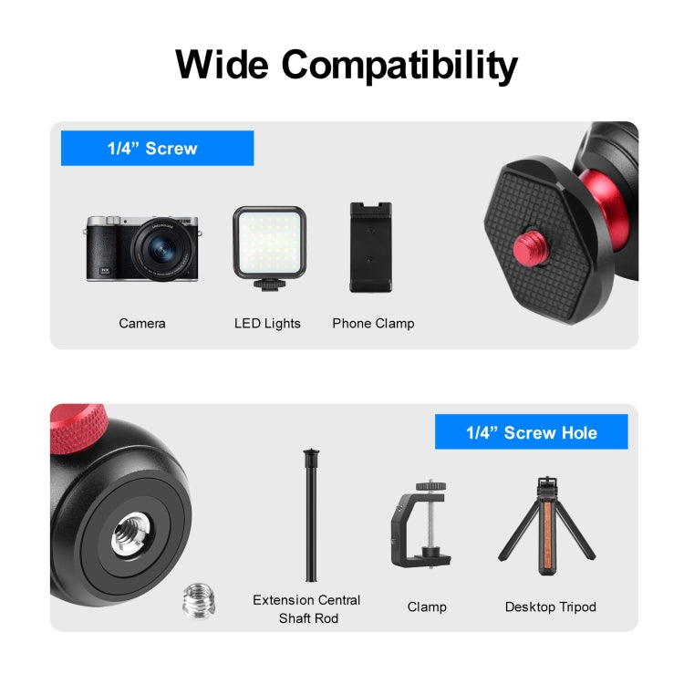 PULUZ 360全景攝影金屬球形雲台