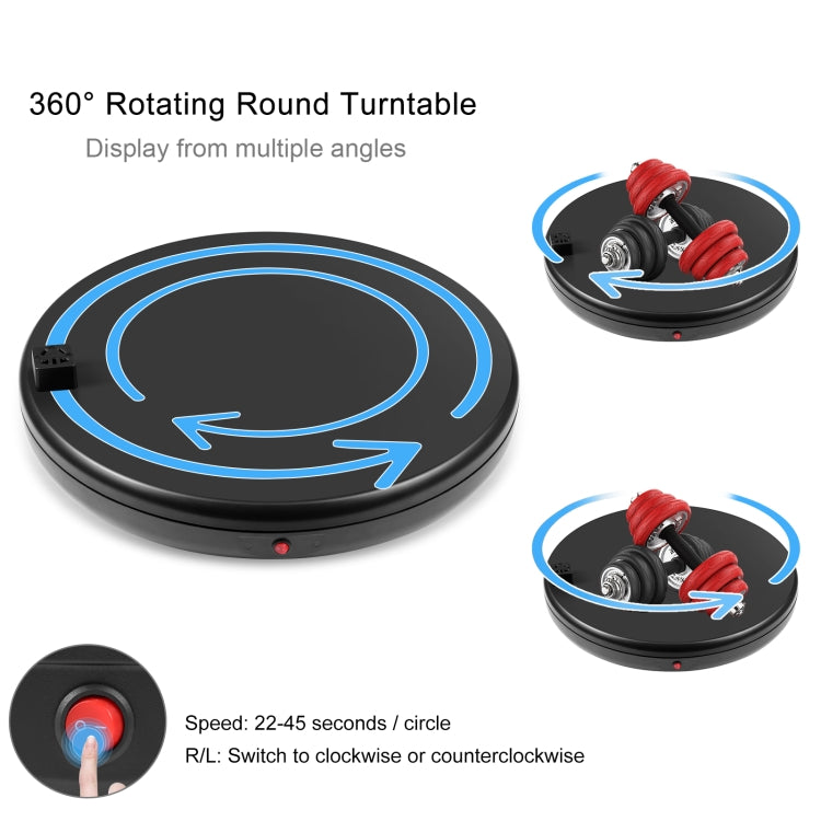 PULUZ 45cm  遙控調速電動轉盤展示架 帶插座 黑色 承重100kg