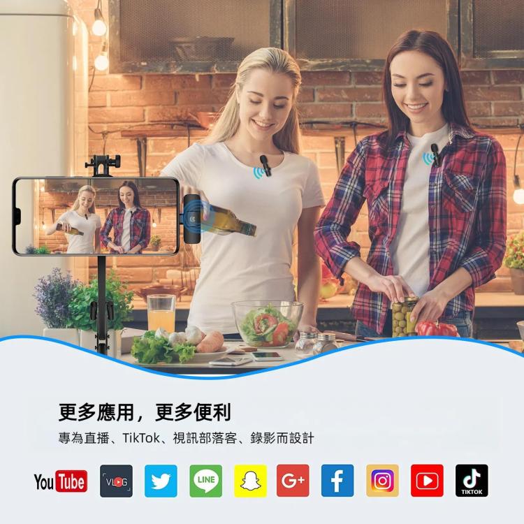 PULUZ 領夾式降噪混響無線麥克風  Type-C 接收器  一拖二無線麥克風