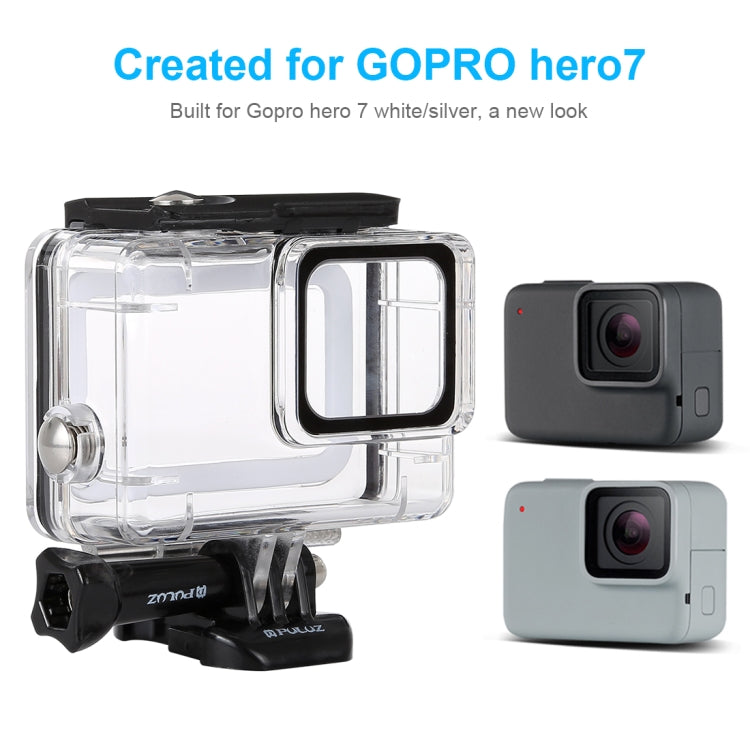PULUZ GoPro HERO7 銀 /HERO7白防水殼 帶活動基座和長螺絲45米防水