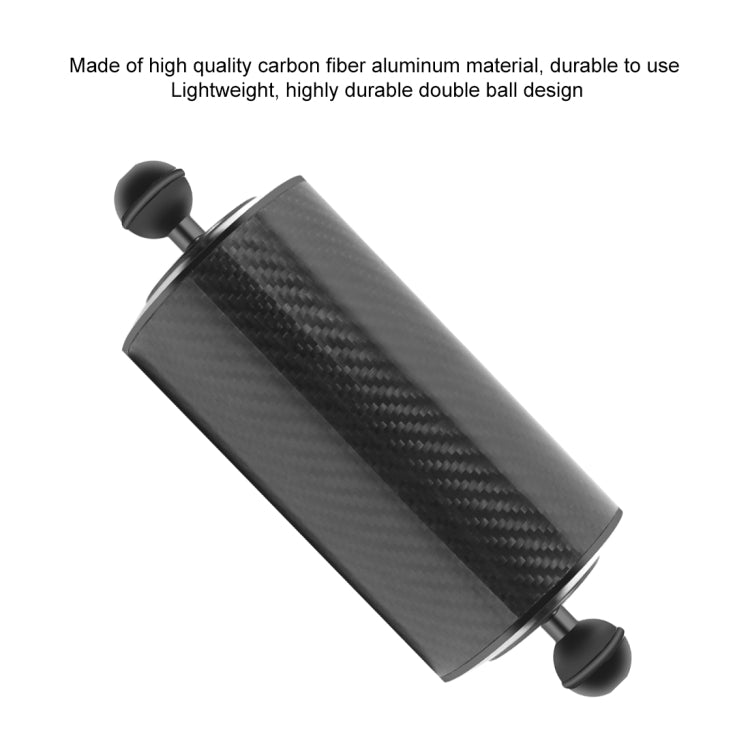 PULUZ 8 inch 20cm Length 80mm Diameter Dual Balls Carbon Fiber Floating Arm, Ball Diameter: 25mm, Buoyancy: 600g