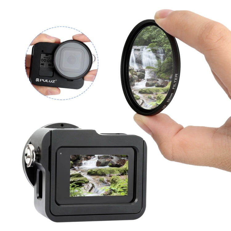 PULUZ  適用於GoPro HERO8黑色 金屬保護套狗籠 帶保險框/UV鏡頭