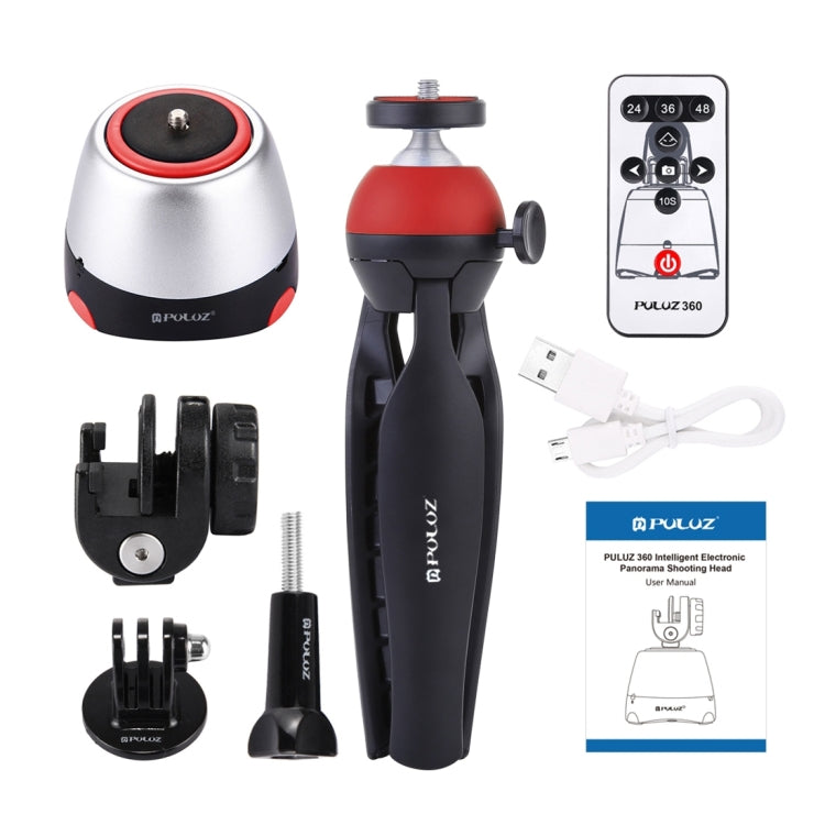 PULUZ Electronic 360 Degree Rotation Panoramic Head + Tripod Mount + GoPro Clamp + Phone Clamp with Remote Controller for Smartphones, GoPro Action Cameras