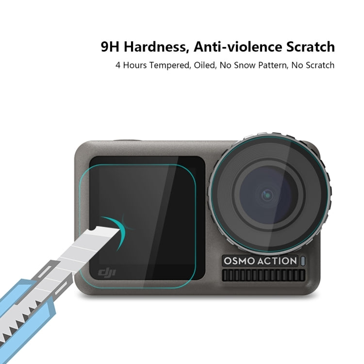 PULUZ  DJI Osmo Action鏡頭+ 前後显示屏9H 2.5D鋼化膜