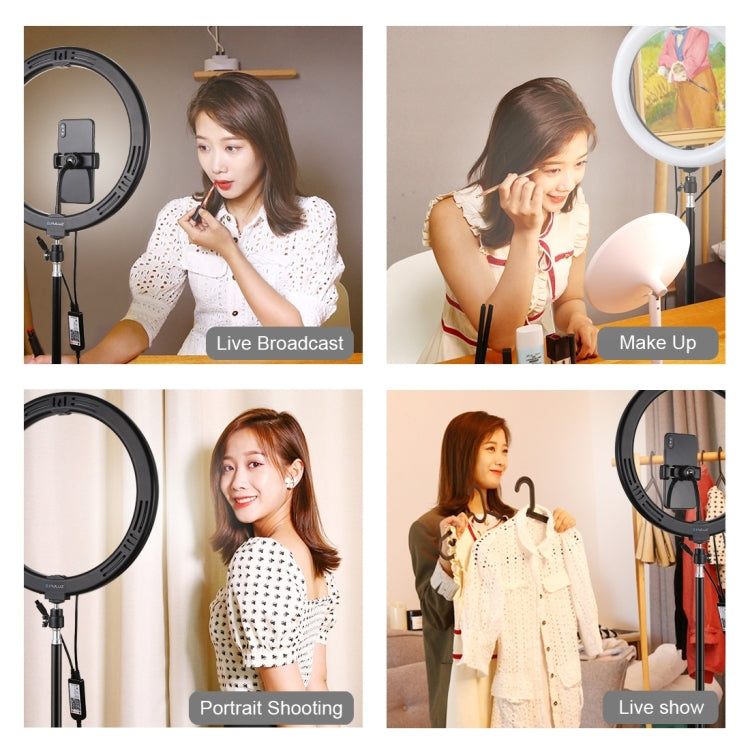 PULUZ  30cm 11.8英寸RGB可調光 LED環形攝影燈自拍補光燈, 帶手機夾