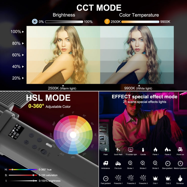 PULUZ RGB LED手持72顆燈珠RGB棒燈 帶遮光恭弘=叶 恭弘