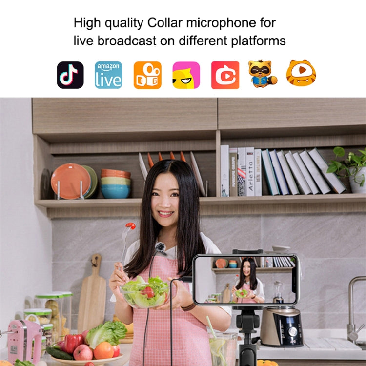 PULUZ  8Pin 接口領夾式麥克風 手機K歌錄音話筒 線長1.5m