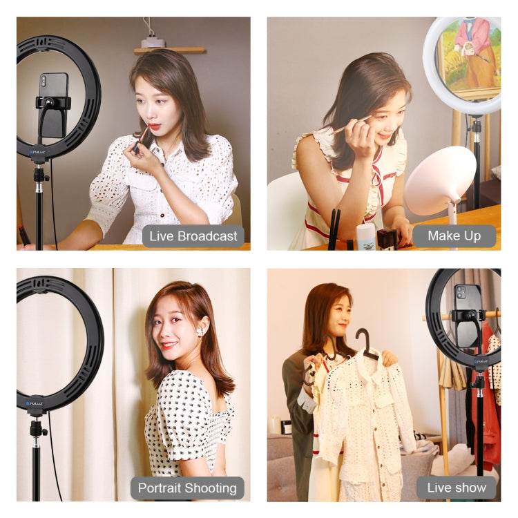 PULUZ  10.2英寸26cm 8色 RGBW可調光 LED環形攝影燈補光燈 帶手機夾