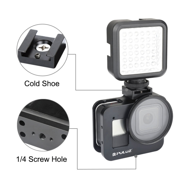 PULUZ  適用於GoPro HERO8 Black金屬保護套狗籠 帶UV鏡頭