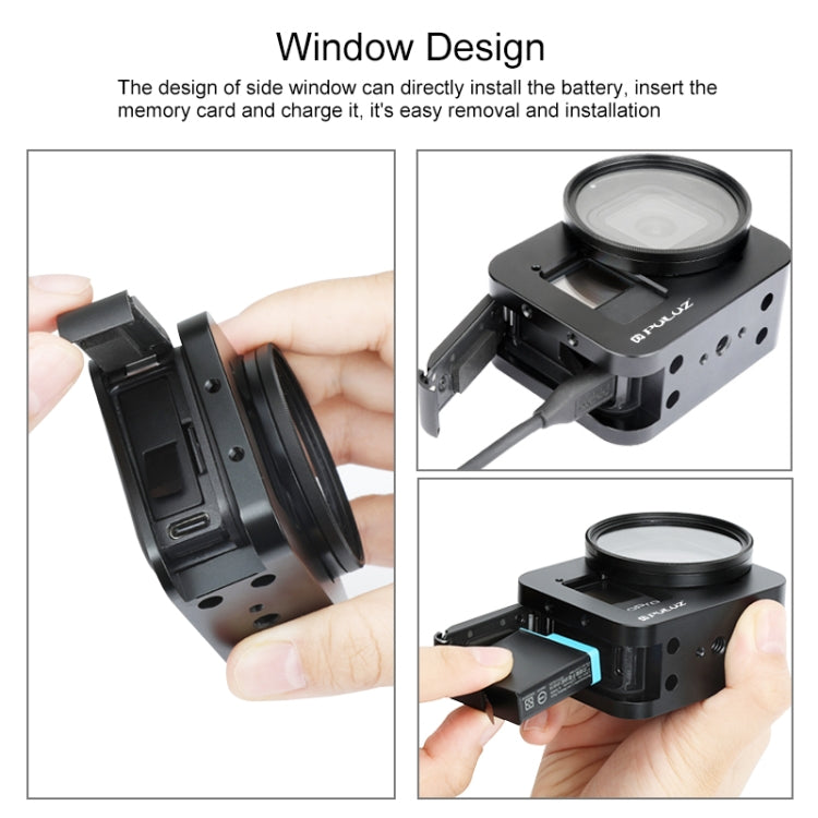 PULUZ  適用於GoPro HERO8 Black金屬保護套狗籠 帶UV鏡頭
