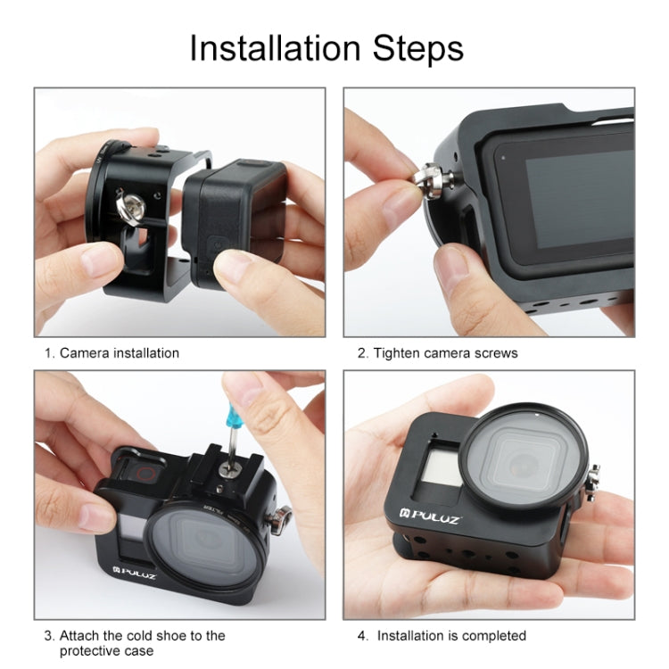 PULUZ  適用於GoPro HERO8 Black金屬保護套狗籠 帶UV鏡頭