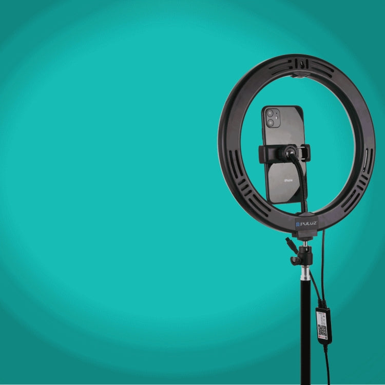 PULUZ  弧面管 10.2英寸26cm RGBW可調光 LED環形攝影燈補光燈 帶遙控&手機夾