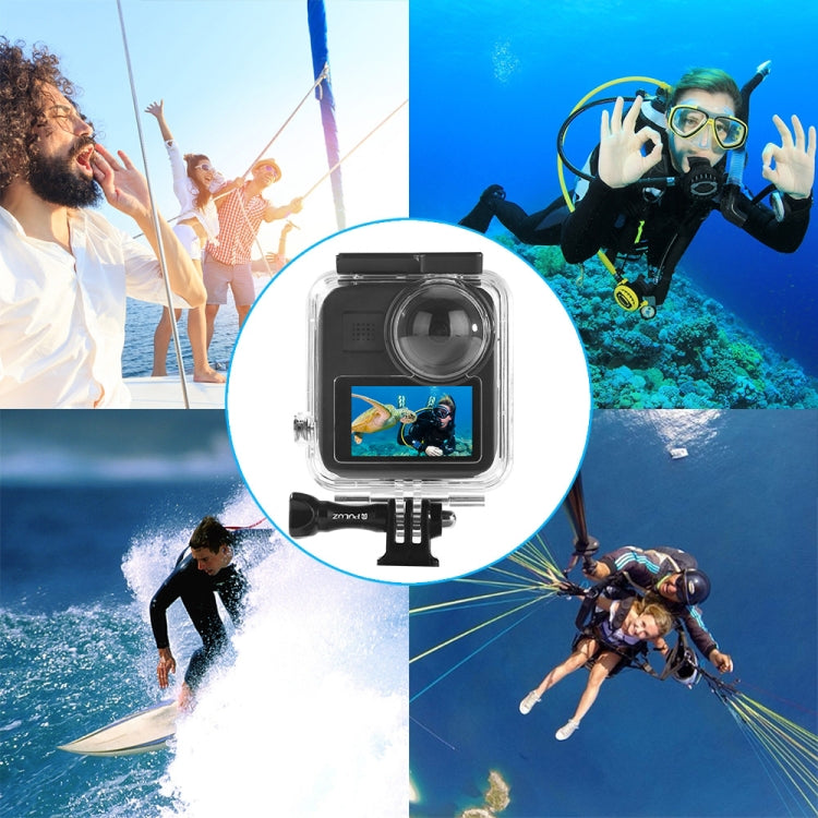 PULUZ 適用於GoPro MAX全景運動相機防水殼 帶活動基座和長螺絲45米防水