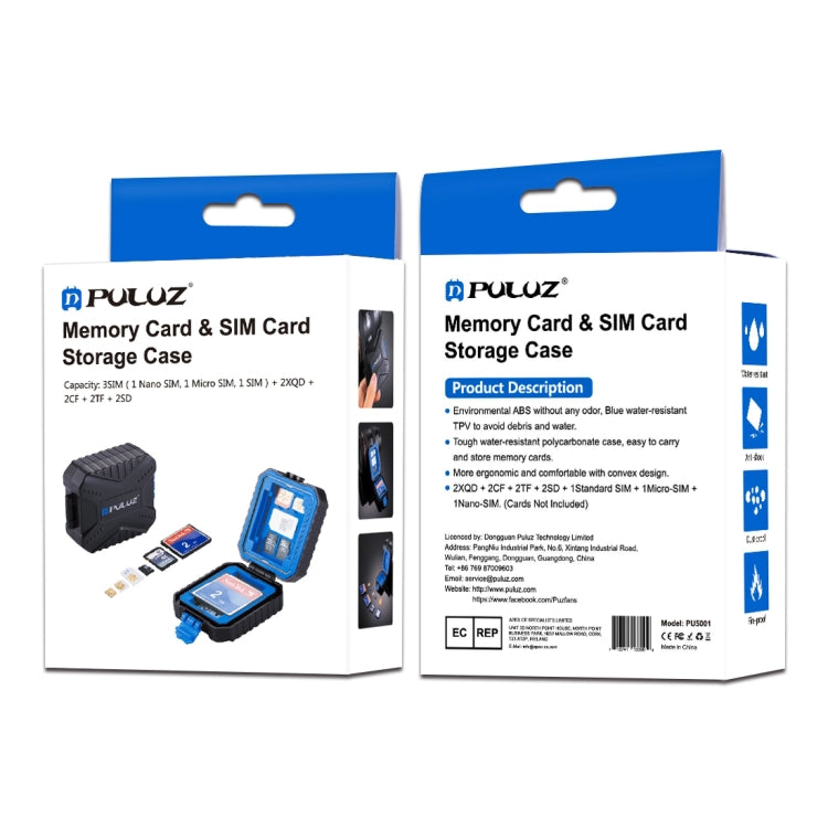PULUZ 記憶卡盒，可容納11種卡：3SIM + 2XQD + 2CF + 2TF + 2SD CARD