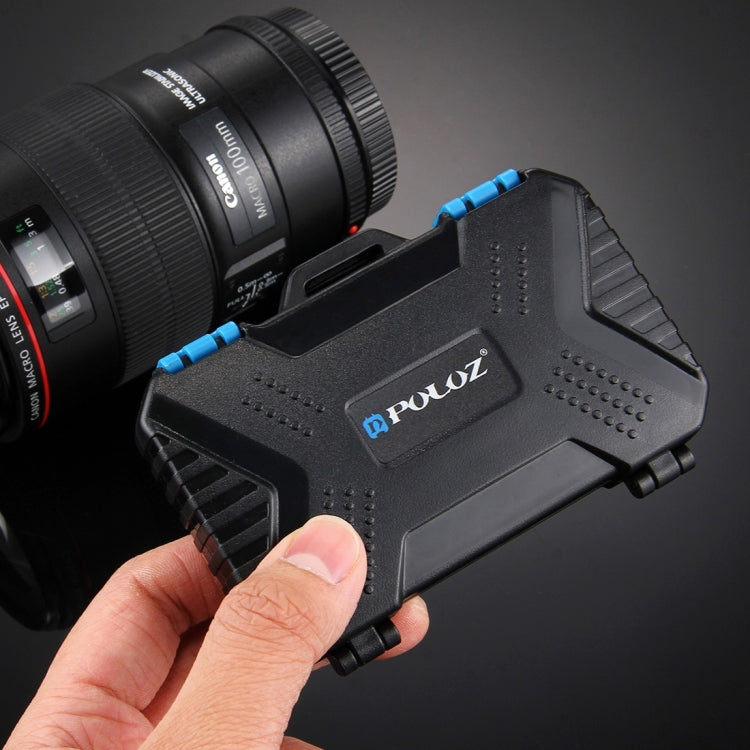PULUZ 記憶卡盒，可容納27種卡：4CF + 8SD + 9TF + 1Card PIN + 1Standard SIM + 2Micro-SIM + 2Nano-SIM