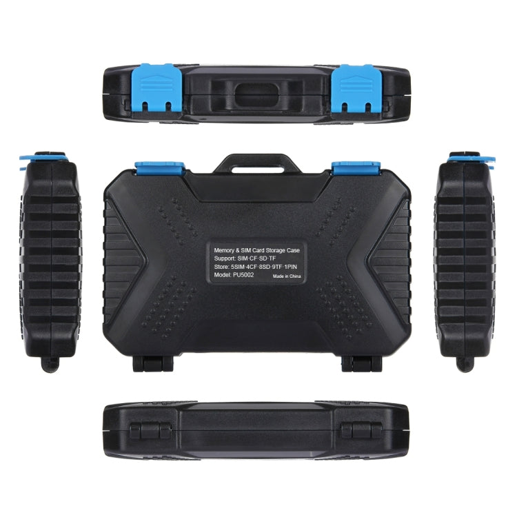 PULUZ 記憶卡盒，可容納27種卡：4CF + 8SD + 9TF + 1Card PIN + 1Standard SIM + 2Micro-SIM + 2Nano-SIM