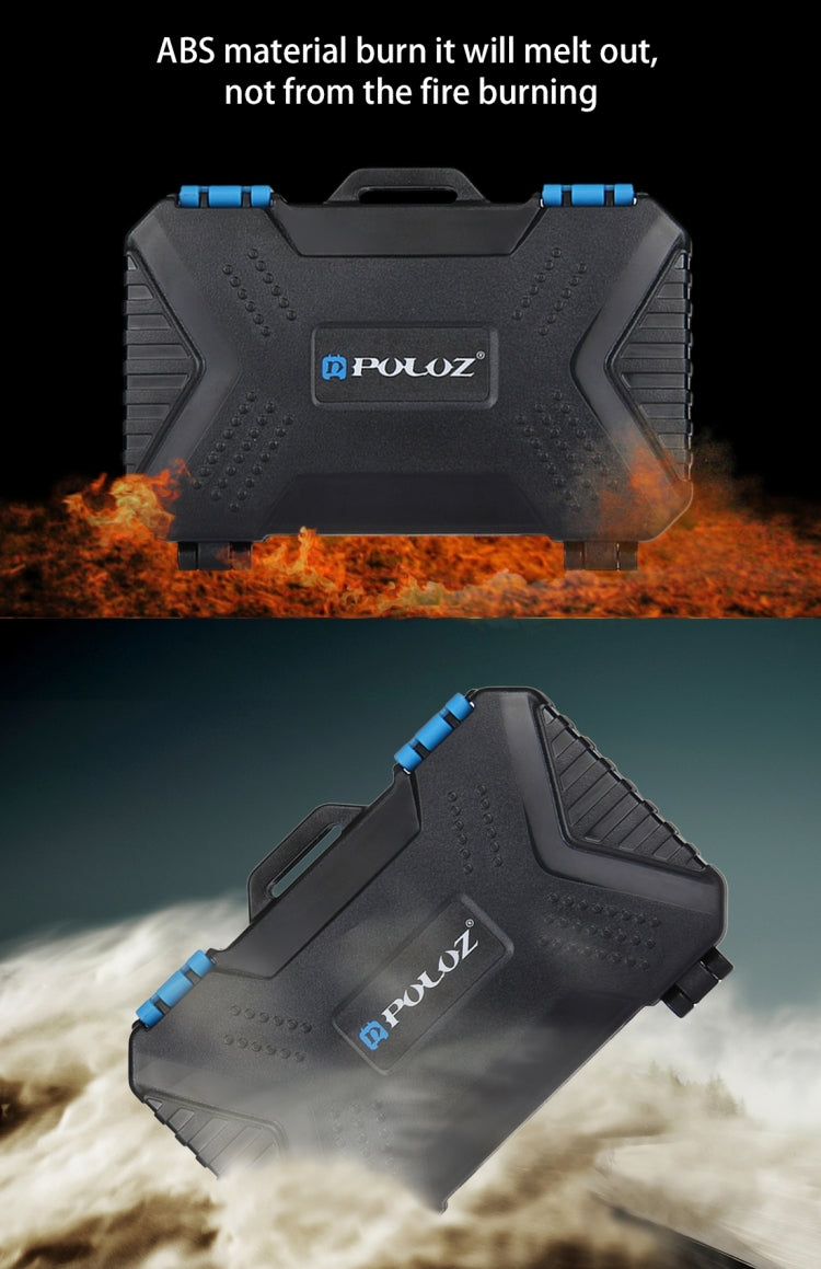 PULUZ 記憶卡盒帶讀卡器功能，可容納22種卡：1Standard SIM + 2Micro-SIM + 2Nano-SIM + 3CF + 7SD + 6TF + 1CARD PIN