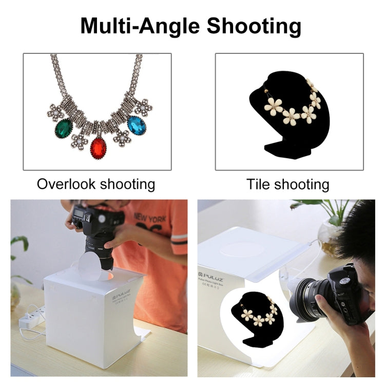 PULUZ 20cm Folding Portable 550LM Light Photo Lighting Studio Shooting Tent Box Kit with 6 Colors Backdrops (Black, White, Orange, Red, Green, Blue), Unfold Size: 24cm x 23cm x 23cm, 20cm Box, 20cm Box(US)