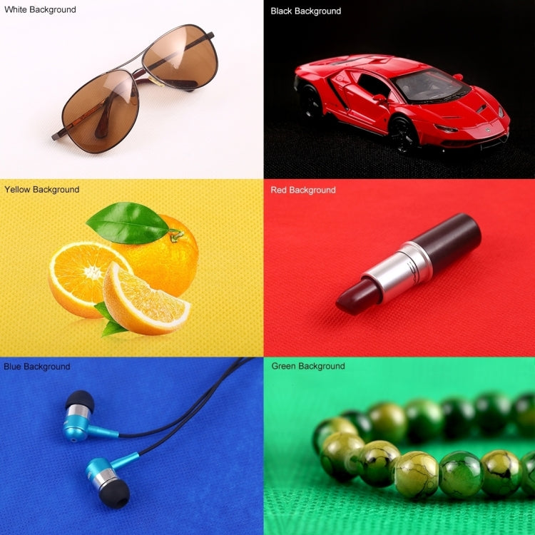 PULUZ 24cm x 23cm x 23cm 便攜式簡易摺疊攝影棚2x LED燈柔光拍攝台 配1條Micro USB線&6色背景布