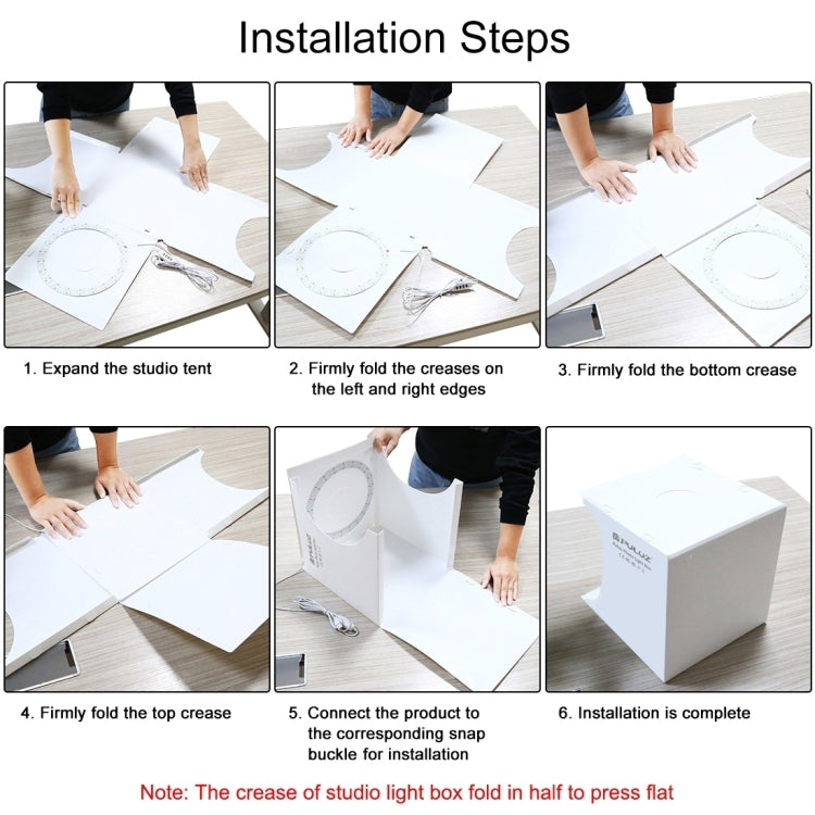 PULUZ  24cm x 23cm x 23cm便攜式簡易摺疊攝影棚1環形LED燈板柔光拍攝台 配6色背景布