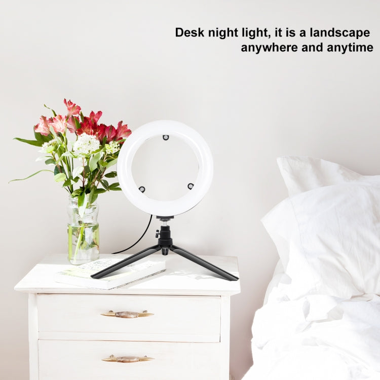 PULUZ  7.9英寸20cm可調光 雙色溫LED弧面環形攝影燈自拍補光燈 帶鏡子