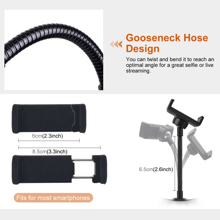 PULUZ  7.9英寸20cm可調光 雙色溫LED弧面環形攝影燈自拍補光燈 帶鏡子