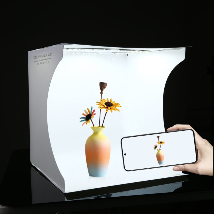 PULUZ 31cm x 31cm x 32cm 便攜式簡易摺疊攝影棚 環形LED燈板拍攝台 配 6色背景布