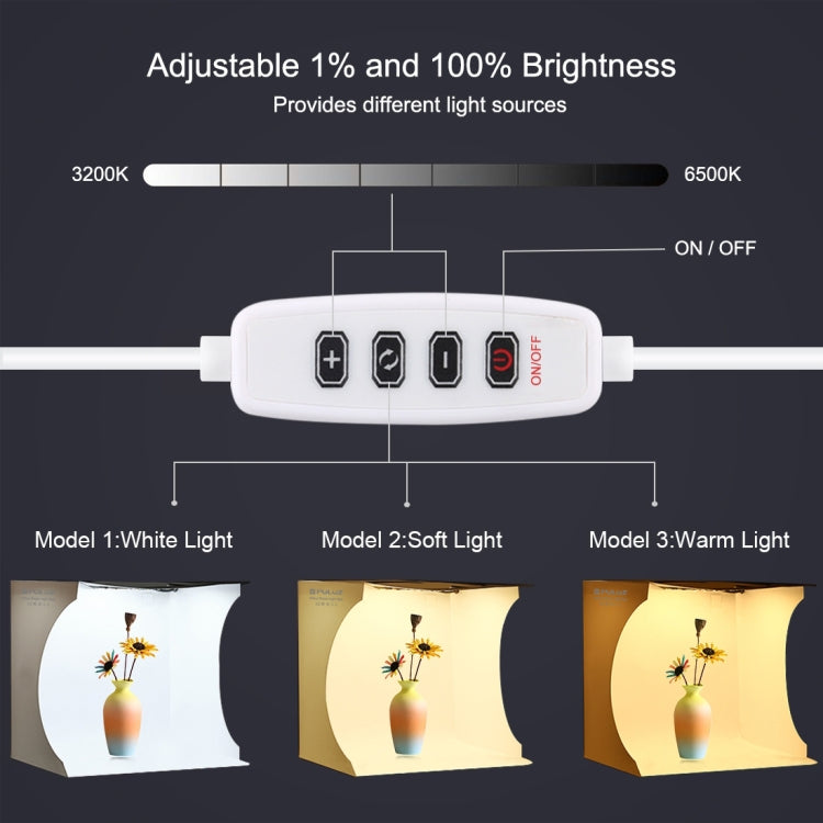 PULUZ 31cm x 31cm x 32cm 便攜式簡易摺疊攝影棚 環形LED燈板拍攝台 配 6色背景布