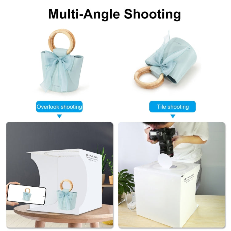 PULUZ 31cm x 31cm x 32cm 便攜式簡易摺疊攝影棚 環形LED燈板拍攝台 配 6色背景布