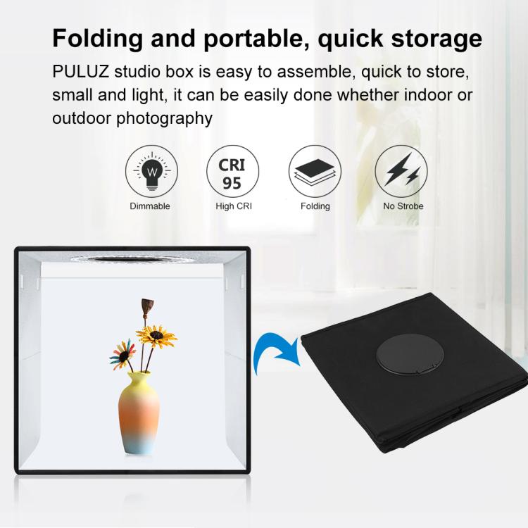 PULUZ 30cm x 30cm x 30cm便攜式簡易摺疊攝影棚 環形燈LED拍攝台 拍攝台 配 6色背景黑/白/橙/紅/綠/藍
